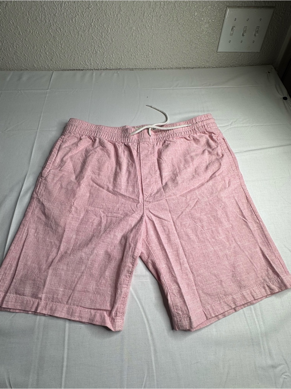 H&M Light Pink Drawstring Linen-Blend Shorts